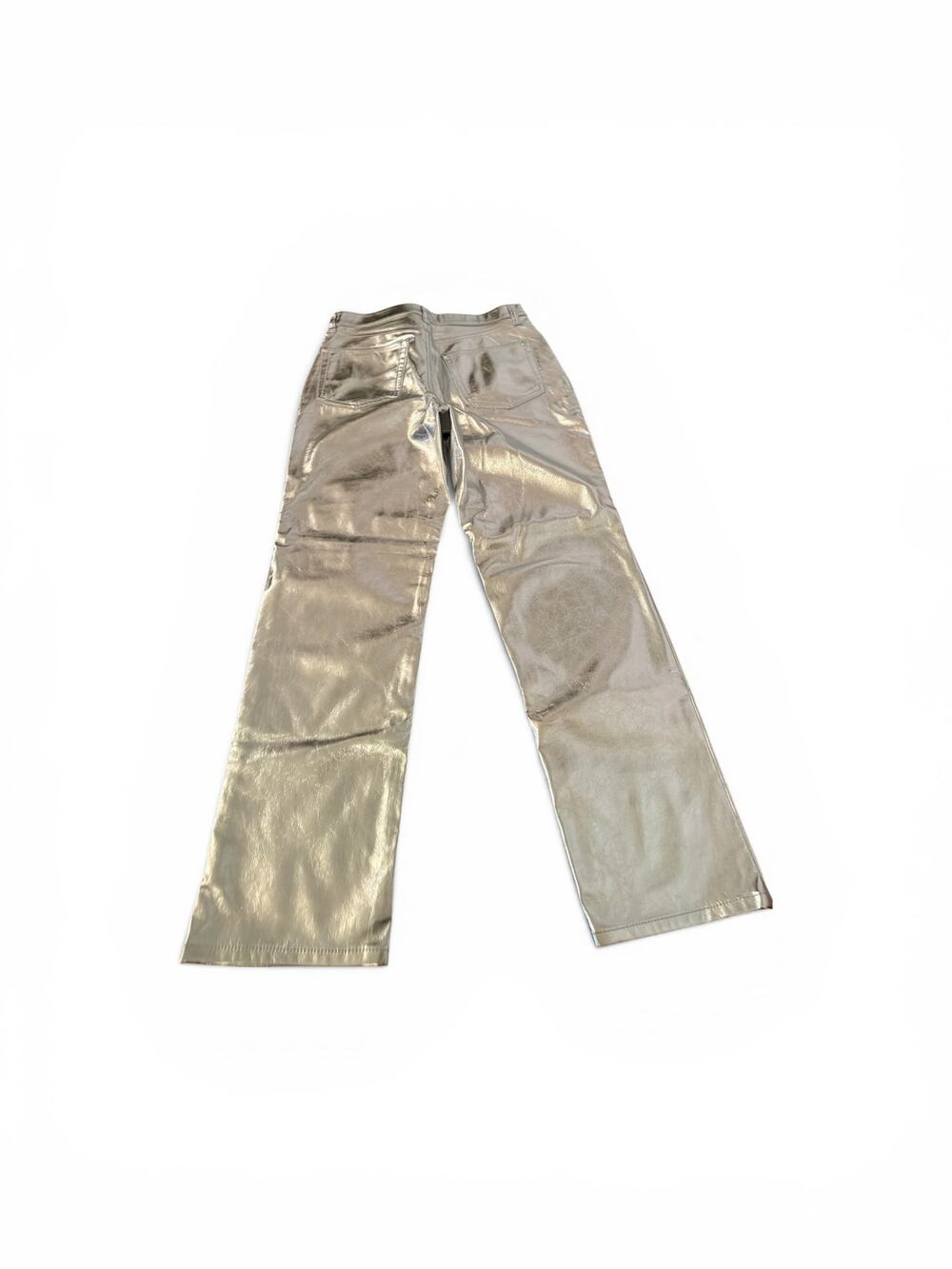 Gap Cheeky Straight Silver Foil Vegan Leather Jeans NWT Size 29/8